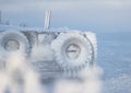 Ice covered boat docks Royalty Free Stock Photo