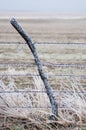 Ice covered fence post and wire Royalty Free Stock Photo