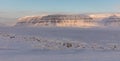 The ice covered fjord Tempelfjorden in Svalbard, Norway.