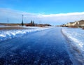 Ice covered foothpath from freezing rain Royalty Free Stock Photo