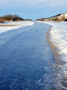 Ice covered foothpath Royalty Free Stock Photo