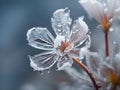 ice covered frozen flower leaves transparent plant winter nature frost detail Royalty Free Stock Photo