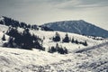 Ice-covered mountains near the river in late winter Royalty Free Stock Photo