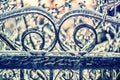 Ice Covered Wrought Iron Gate - Retro Royalty Free Stock Photo