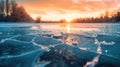 Ice Crack on Frozen Lake