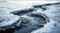 Ice Crack on Frozen Lake