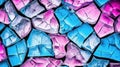 ice cracked window ground, bright rose and blue color, ai generated image Royalty Free Stock Photo