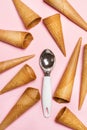 Ice cram cones on pink background