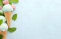ice cream advertisment pastel background with copy space Royalty Free Stock Photo