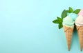 ice cream advertisment pastel background with copy space Royalty Free Stock Photo