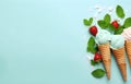 ice cream advertisment pastel background with copy space Royalty Free Stock Photo