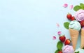 ice cream advertisment pastel background with copy space Royalty Free Stock Photo
