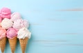 ice cream advertisment pastel background with copy space Royalty Free Stock Photo