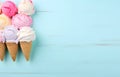 ice cream advertisment pastel background with copy space Royalty Free Stock Photo