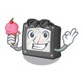 With ice cream ampere meter in the cartoon shape