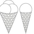 Ice cream ball cone black and white icon set. Royalty Free Stock Photo