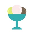 Ice cream balls in bowl, food icon, sweet dessert Royalty Free Stock Photo