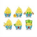 Ice cream banana cup cartoon character with cute emoticon bring money Royalty Free Stock Photo