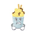 Ice cream banana rolls cartoon character design with angry face