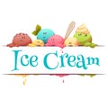 Ice cream banner with color drops. Vector illustration