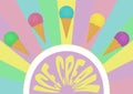 Ice cream banner. Retro style design for cafe menu page, card, poster, advertise, placard. Vector illustration.