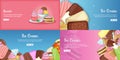 Ice Cream banner set template, cartoon style Royalty Free Stock Photo