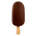 Ice cream bar with chocolate coating. Chocolate ice cream on a stick, popsicle, isolated on white background, realistic 3D vector Royalty Free Stock Photo