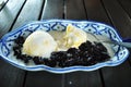 Ice cream with black sticky rice