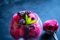 Ice cream on black stone background. Royalty Free Stock Photo