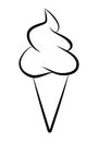 ice cream - black and white drawing of soft serve ice cream in a cone, simple vector illustration isolated on white Royalty Free Stock Photo