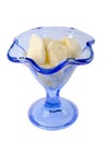 Ice cream in a blue glass ice-cream bowl Royalty Free Stock Photo