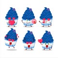 Ice cream blueberry cup cartoon character with love cute emoticon Royalty Free Stock Photo