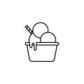 Ice cream in bowl outline icon. linear style sign for mobile concept and web design. Three ice cream scoops simple line Royalty Free Stock Photo