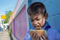 Ice cream in bread The children like to eat