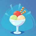 Ice cream in bright cartoon style. Icecream in bowl sweet Food game icon, cartoon food, vector illustration eps10
