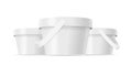 Ice Cream Buckets Front View Mockup, Feature High-resolution Template of Realistic White Plastic Containers for Branding