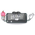 With ice cream button backspace in the shape cartoon Royalty Free Stock Photo