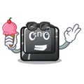 With ice cream button end in the shape character Royalty Free Stock Photo