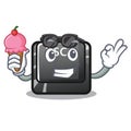 With ice cream button esc in the shape mascot Royalty Free Stock Photo