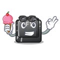 With ice cream button f1 in the shape character Royalty Free Stock Photo