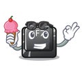 With ice cream button f7 in the shape mascot Royalty Free Stock Photo
