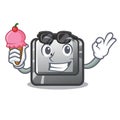 With ice cream button K in the cartoon shape Royalty Free Stock Photo