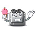 With ice cream button O on a game character Royalty Free Stock Photo