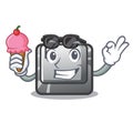 With ice cream button R isolated with the cartoon Royalty Free Stock Photo