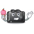 With ice cream button tab in the shape cartoon Royalty Free Stock Photo