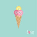 Ice cream with buttons. Love card Flat design Royalty Free Stock Photo