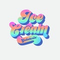 Ice Cream cafe. Gelateria logo by seventies style. Beautiful lettering with shadow by disco style.