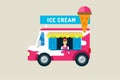 Ice cream car icon. Cold milk product, vanilla