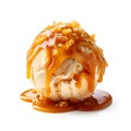 Ice cream with caramel topping and caramel crumbs