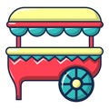 Ice cream cart icon, cartoon style